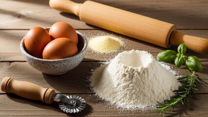 Baking ingredients on table