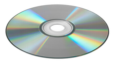 Shiny Silver CD with Rainbow Reflections isolated on a transparent background