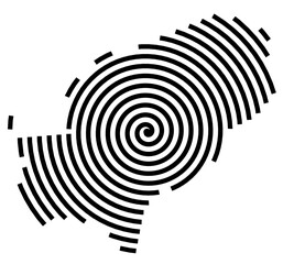 Naklejka premium Symbol Map of the Region Eivissa y Formentera (Spain) showing the region with a black spiral line