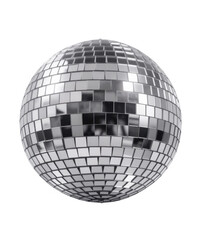 Shiny silver disco ball mirror ball reflective isolated on a transparent background