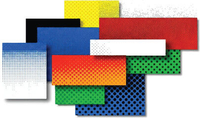 Colorful Halftone Abstract Rectangles Collection for Modern Design Background and Creative Graphic Elements