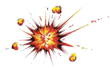 Dynamic Explosion Burst Illustration with Fire and Shockwave Effect Representing Impact Power and Energy Concept