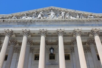 US National Capitol in Washington, DC. American landmark. United States Capitol - US Senate wing.