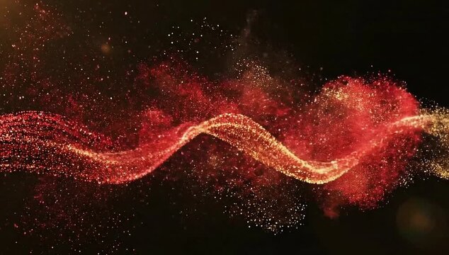 Elegant Christmas tree decorations with gold and red ornaments on a festive red background