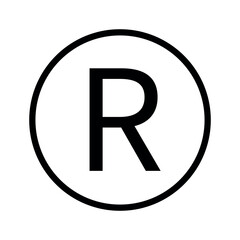 Registered trademark symbol icon in black and white