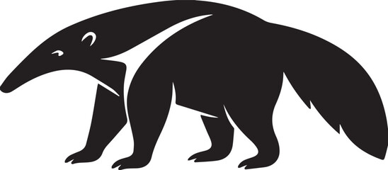 Silhouette Anteater mammal animal in black color Vector Illustrator