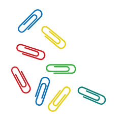 Obraz premium Colorful paper clips scattered randomly a vibrant office supplies vector illustration