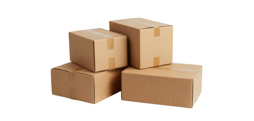 Stack of cardboard boxes stacked boxes brown isolated on a transparent background