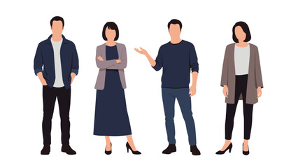 Fototapeta premium Four Professionals in Business Attire Standing in a Row
