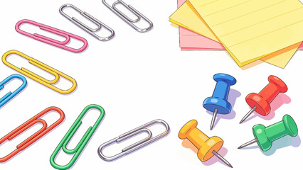 Colorful paper clips and push pins