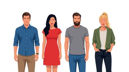 Fototapeta premium Diverse Group of Four Casual Friends Standing Together