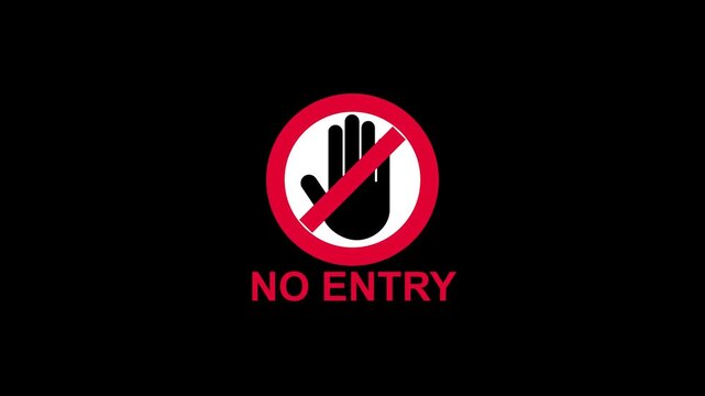 No Entry Sign Icon Animation for Restricted Access Warning
