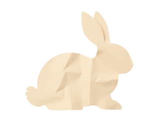 A 3D paper rabbit sculpture on a white background, perfect for creative projects and designs