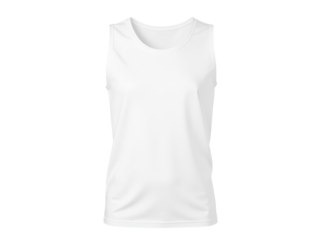 A simple white tank top on a clean white background, great for minimalist designs and layouts
