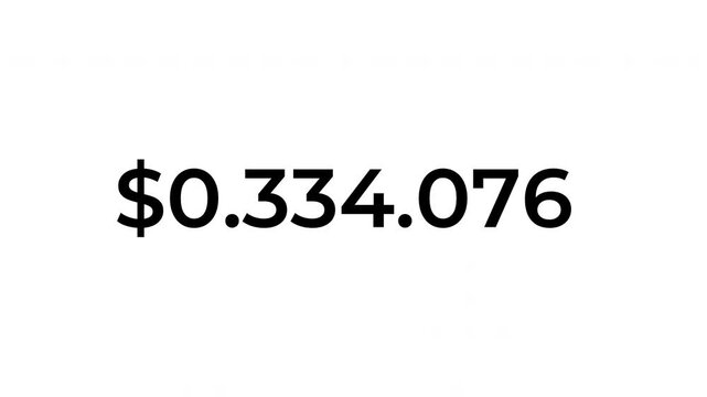 Animated digital money counter from 0 to 1 million dollars. Increasing financial success, budget, or sales. To $ 1000000 money growth animation.
