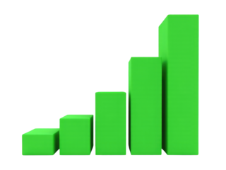 A simple green bar chart on a white background, suitable for business presentations and statistical reports