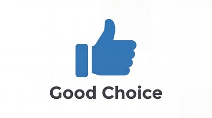 Fototapeta premium Blue thumbs up icon with Good Choice text on white background