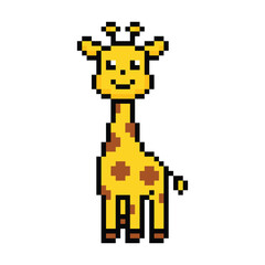 pixel art giraffe 8 bit vector icon for computer game logo
