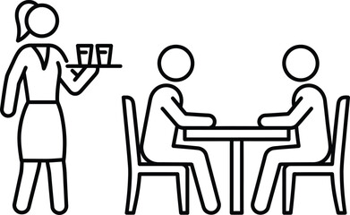 Waitress serving drinks to customers at a table