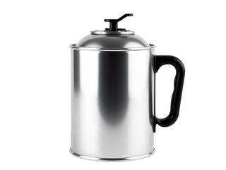 Obraz premium A stainless steel coffee pot with a black handle, perfect for serving hot beverages
