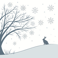 Minimal White Winter Background With Snowflakes