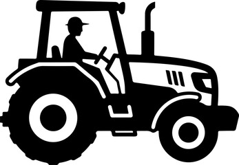 Farm Tractor Silhouette Vector Illustration