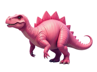 A small, pink toy dinosaur with its mouth open, great for illustration or design projects