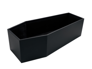 A simple black planter on a white background, perfect for showcasing small plants or decorative items