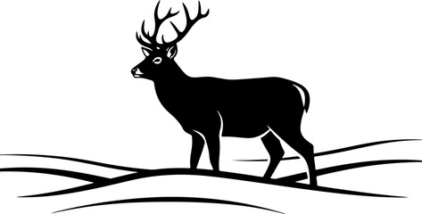 Deer Family Silhouette Wildlife Vector Illustration