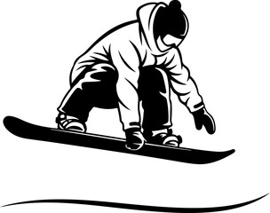 Snowboarder Action Silhouette Vector Illustration
