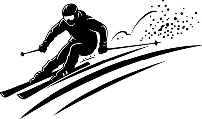 Alpine Skier Action Silhouette Vector Illustration