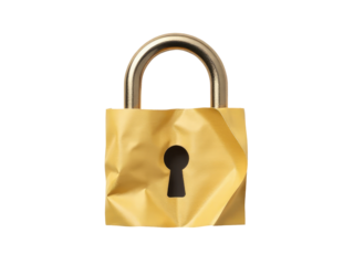 A bright yellow paper bag with a small lock on it, perfect for storing or hiding something valuable