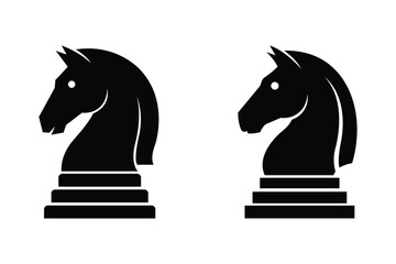 chess knight silhouette icons vector isolated