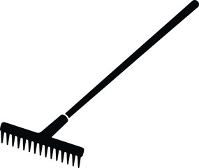 Silhouette of a simple gardening rake tool vector illustration