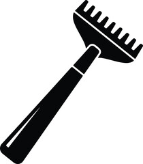 Silhouette of a small garden hand rake tool Vector Illustration