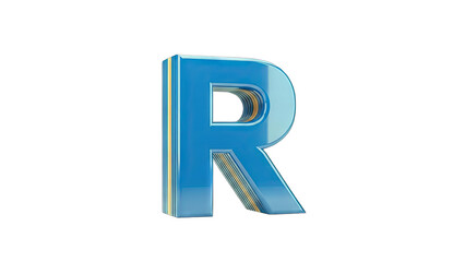 3D Rendered Blue Letter R on White Background