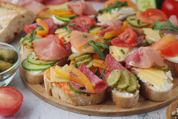 Oblozeny chlebicek or just chlebicek, traditional open sandwich in Czech Republic	
