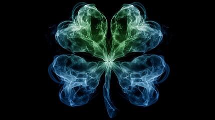 Fototapeta premium Abstract glowing four leaf clover with swirling energy and dark background