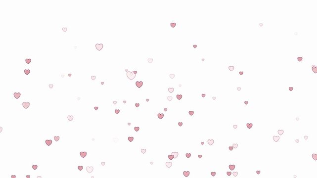 Confetti hearts falling down Holiday or party red heart shape falling