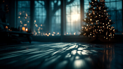 Christmas fir tree card. Fantasy fairy tale. New Year eve