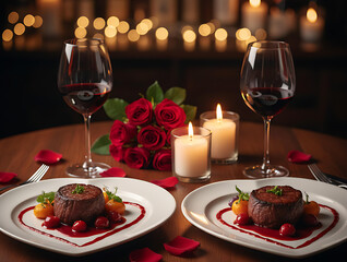 Elegant romantic dinner setup creating unforgettable Valentine night memories together