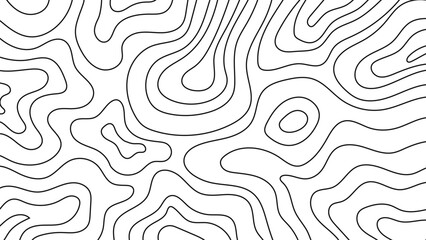 Abstract Contour Topographic Line Pattern in Black and Gray. Vector illustration © Khulqi Design
