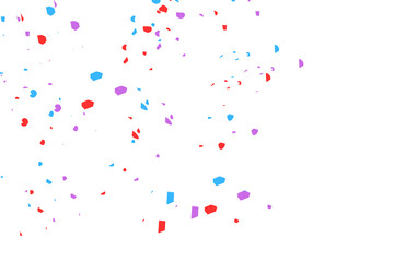 Colorful confetti falling against a black background isolated on transparent background