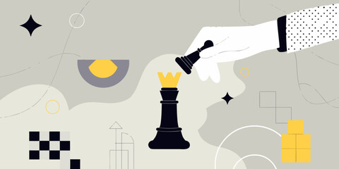 Strategic thinking illustrated with a hand moving a chess piece © Bijon