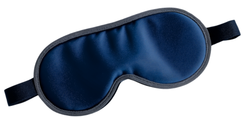 Dark Blue Satin Sleep Mask isolated on a transparent background 1