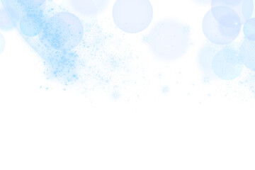 Soft blue watercolor and bokeh bubbles with glitter effect isolated on transparent background