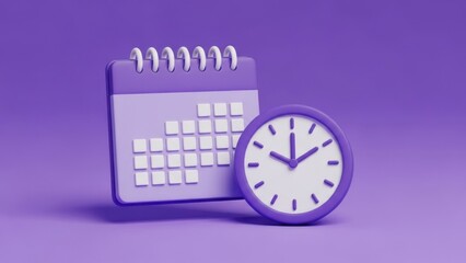 A purple spiral calendar and clock icon representing time management and scheduling
