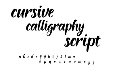 Cursive Calligraphy Script alphabet font Lettering Vector