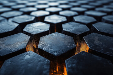 Close-up of a black hexagon.