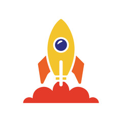 Minimalist Rocket Launch Icon &ndash; Startup Growth, Innovation, Space Technology, and Business Success Symbol for Creative Design.